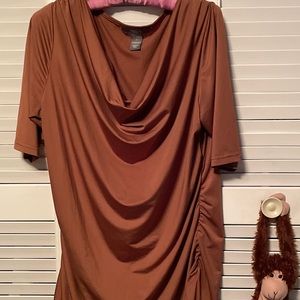 Brown cowl neck tunic top size M 14/16 new